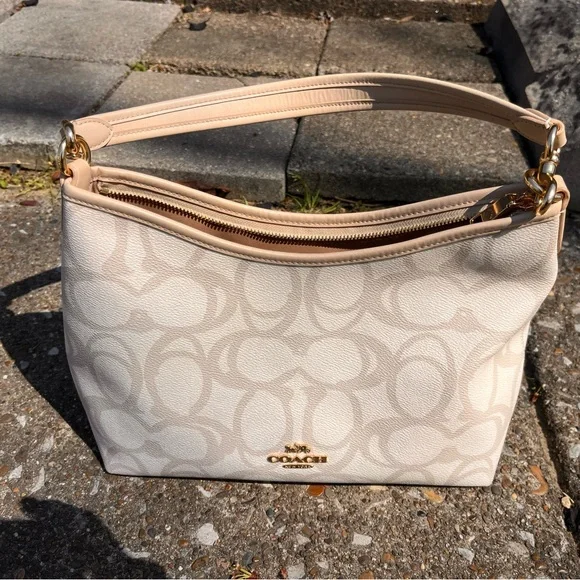 Coach Beige Signature Shoulder Bag - Picture 1 of 6